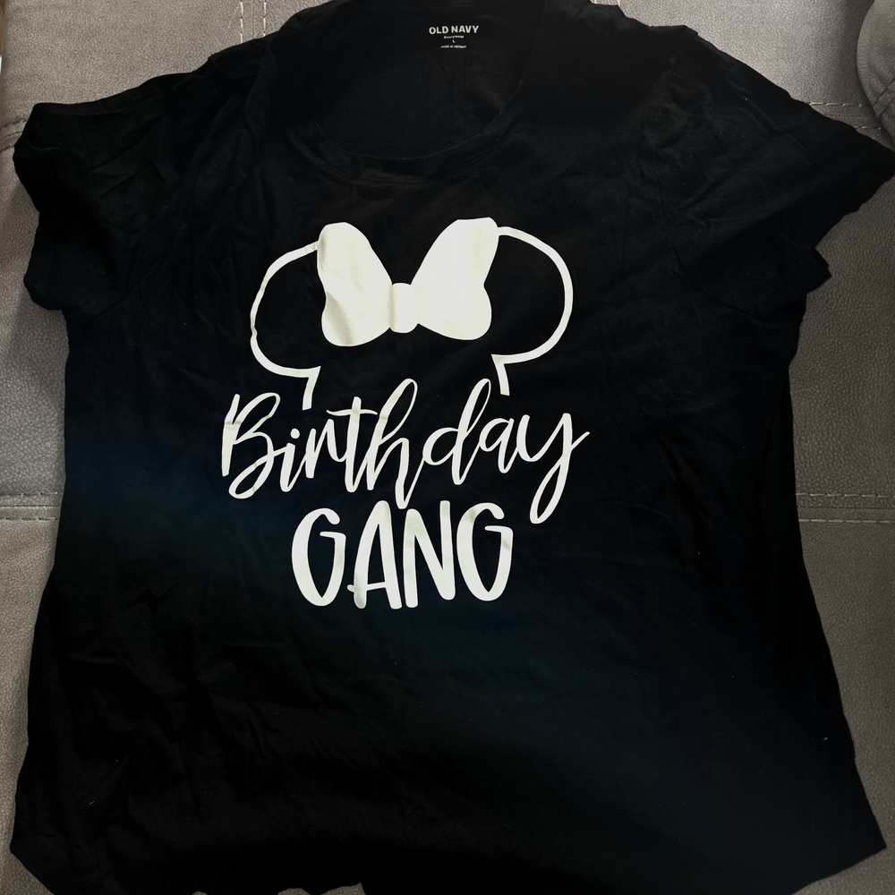 Old Navy Black and White Birthday Gang Tee